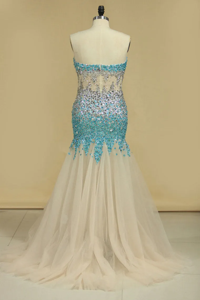 2024 Sweetheart Prom Dresses Mermaid With Beading Tulle