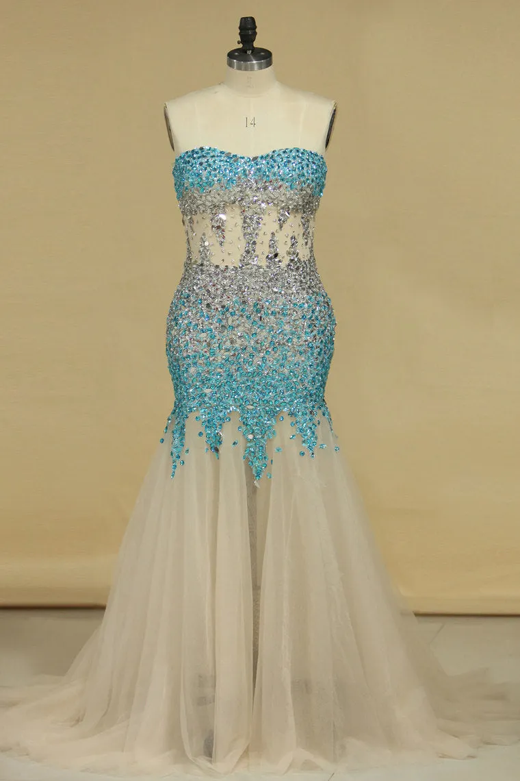 2024 Sweetheart Prom Dresses Mermaid With Beading Tulle