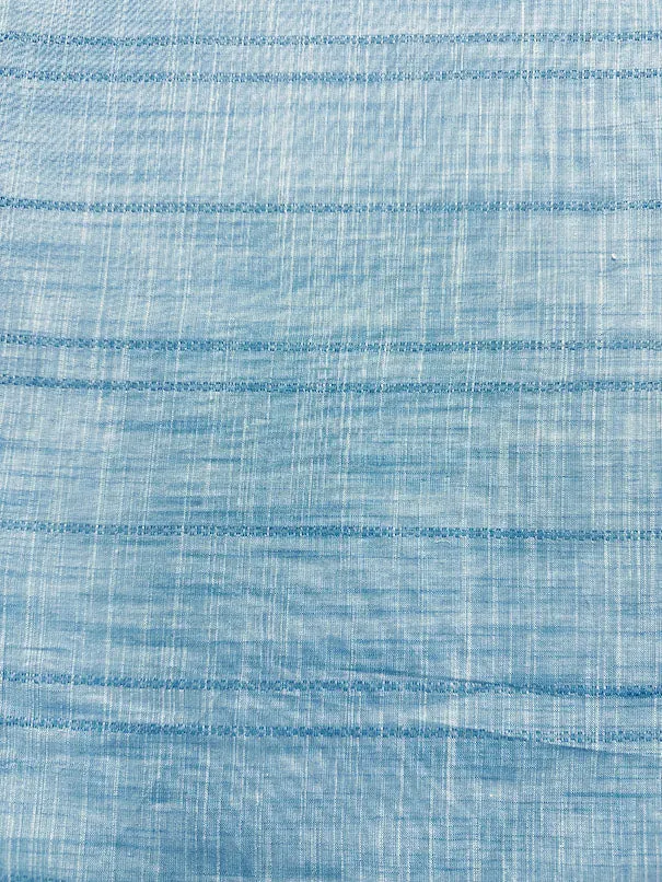 Blue Woven Stripe Rayon Linen Tea Towel Fabric