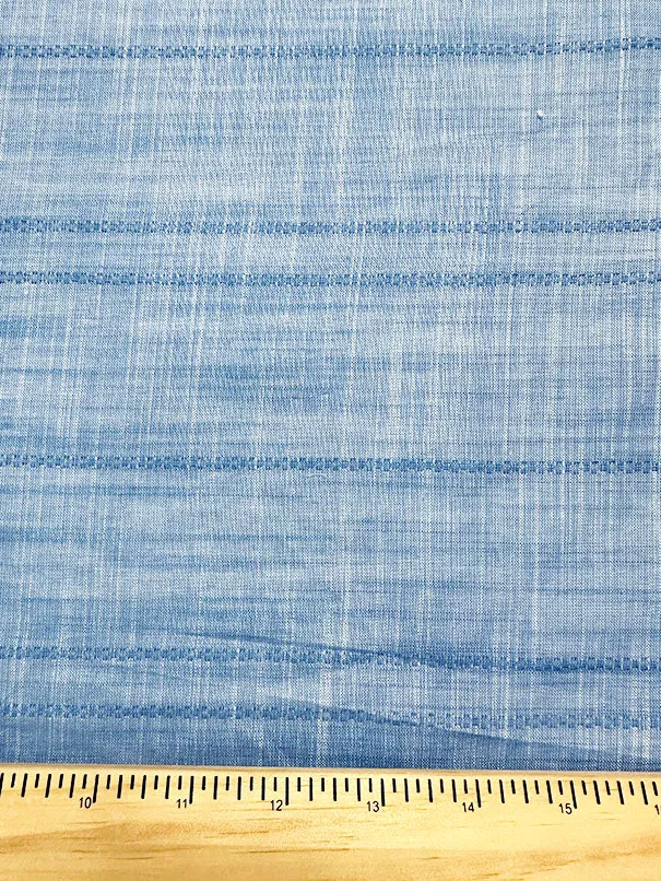 Blue Woven Stripe Rayon Linen Tea Towel Fabric