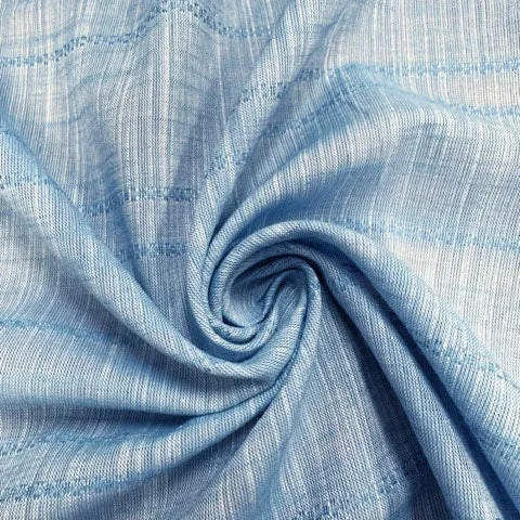 Blue Woven Stripe Rayon Linen Tea Towel Fabric