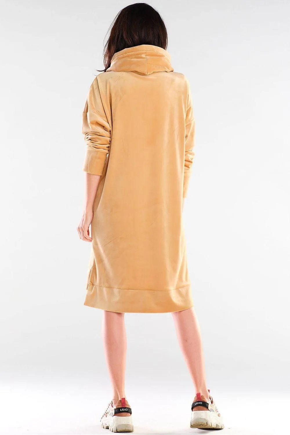 Chic Sporty Velour Daydress with Signature Logo Stripes