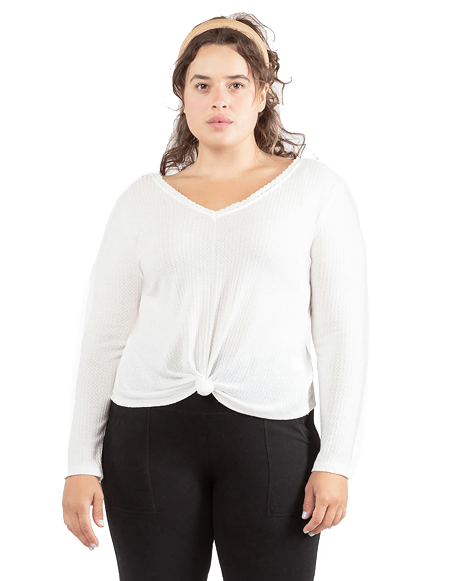 Cleo Lace Trim Knit Top | Ivory