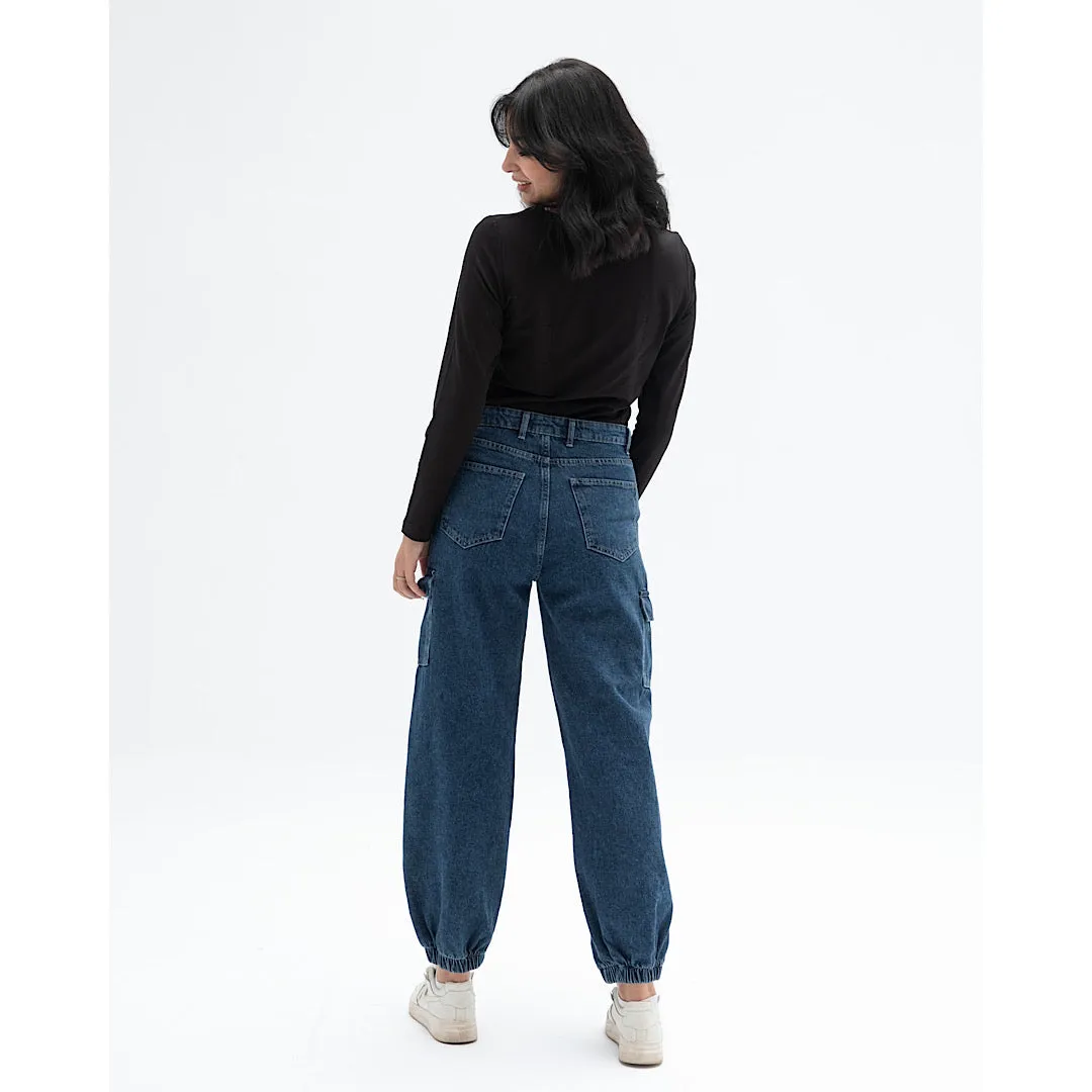 Dark blue denim jogger
