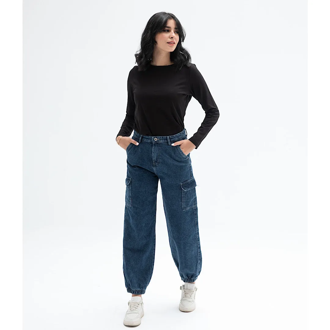 Dark blue denim jogger