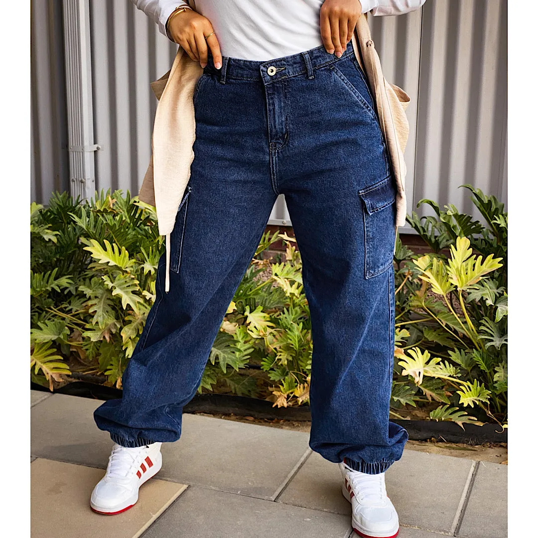 Dark blue denim jogger