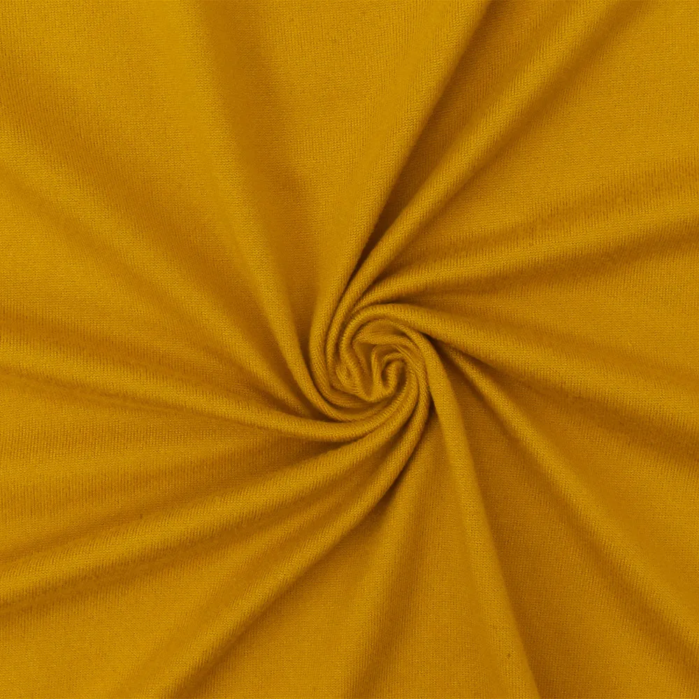 Dark Yellow Solid Stretch Poly Spandex Double Brushed Jersey Knit Fabric