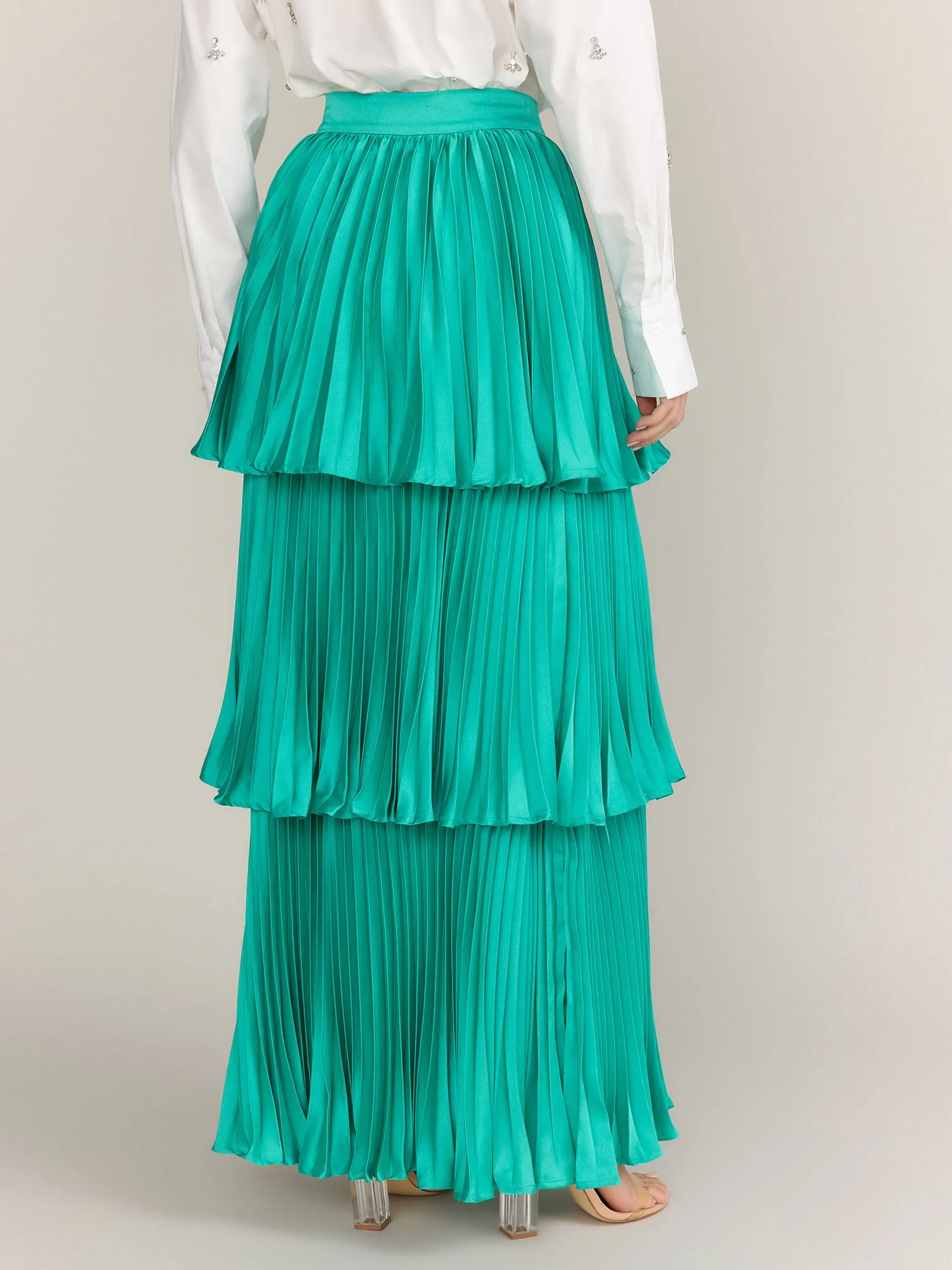 Flying Tomato Tiered Satin Maxi Skirt - Brands We Love