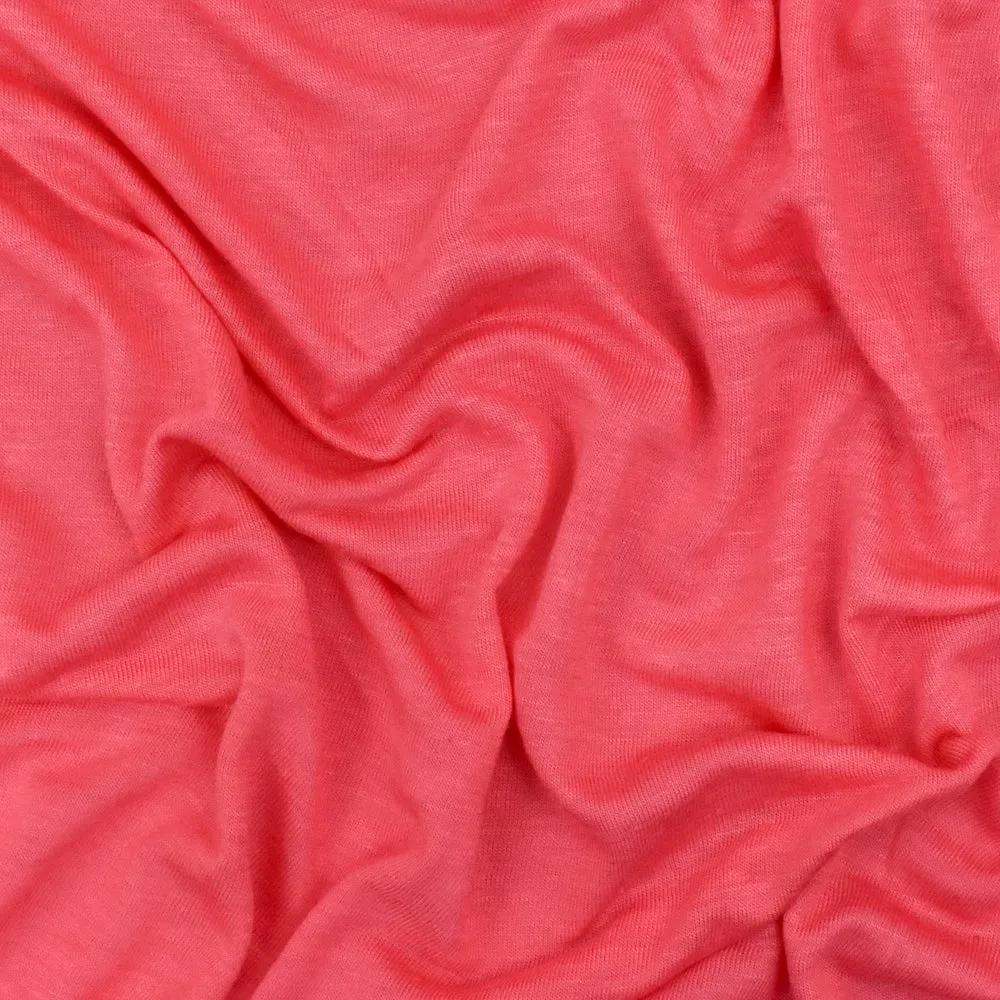 Girly Pink Slub Stretch Slub Rayon Jersey Knit Fabric
