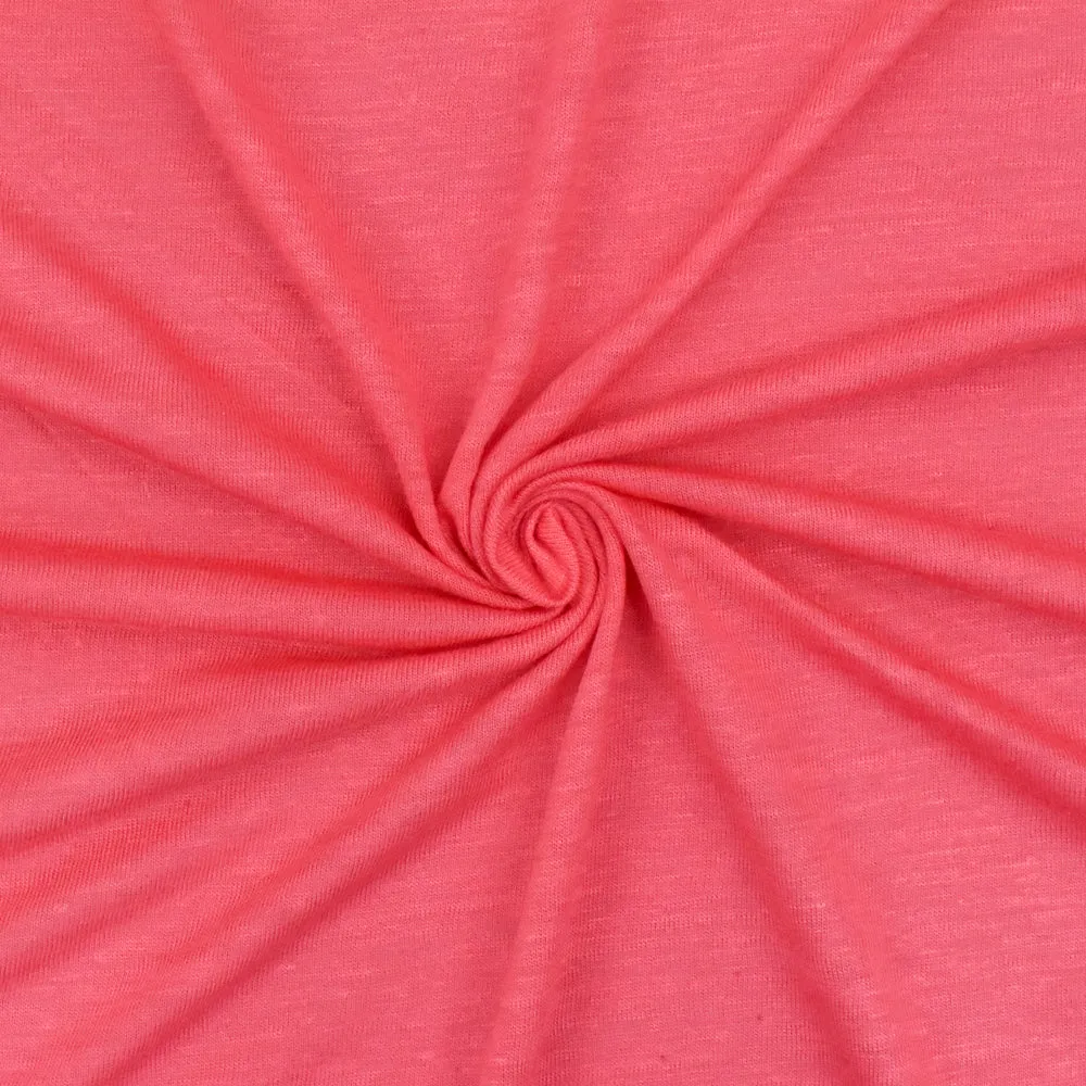 Girly Pink Slub Stretch Slub Rayon Jersey Knit Fabric