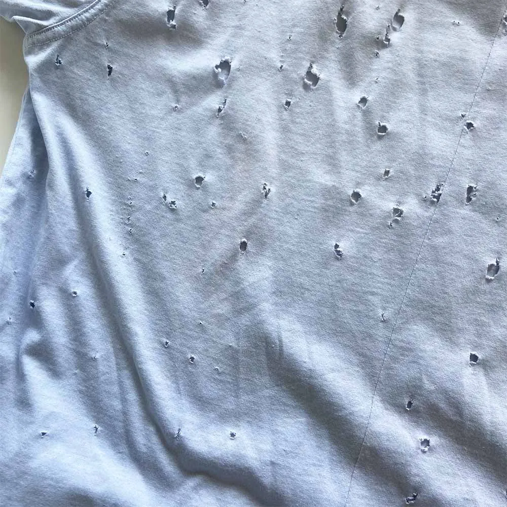 Givenchy Light Blue Distressed Logo T Shirt