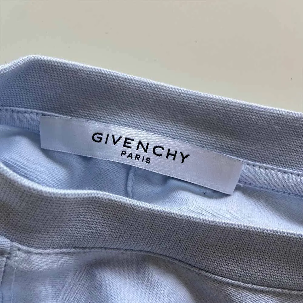 Givenchy Light Blue Distressed Logo T Shirt