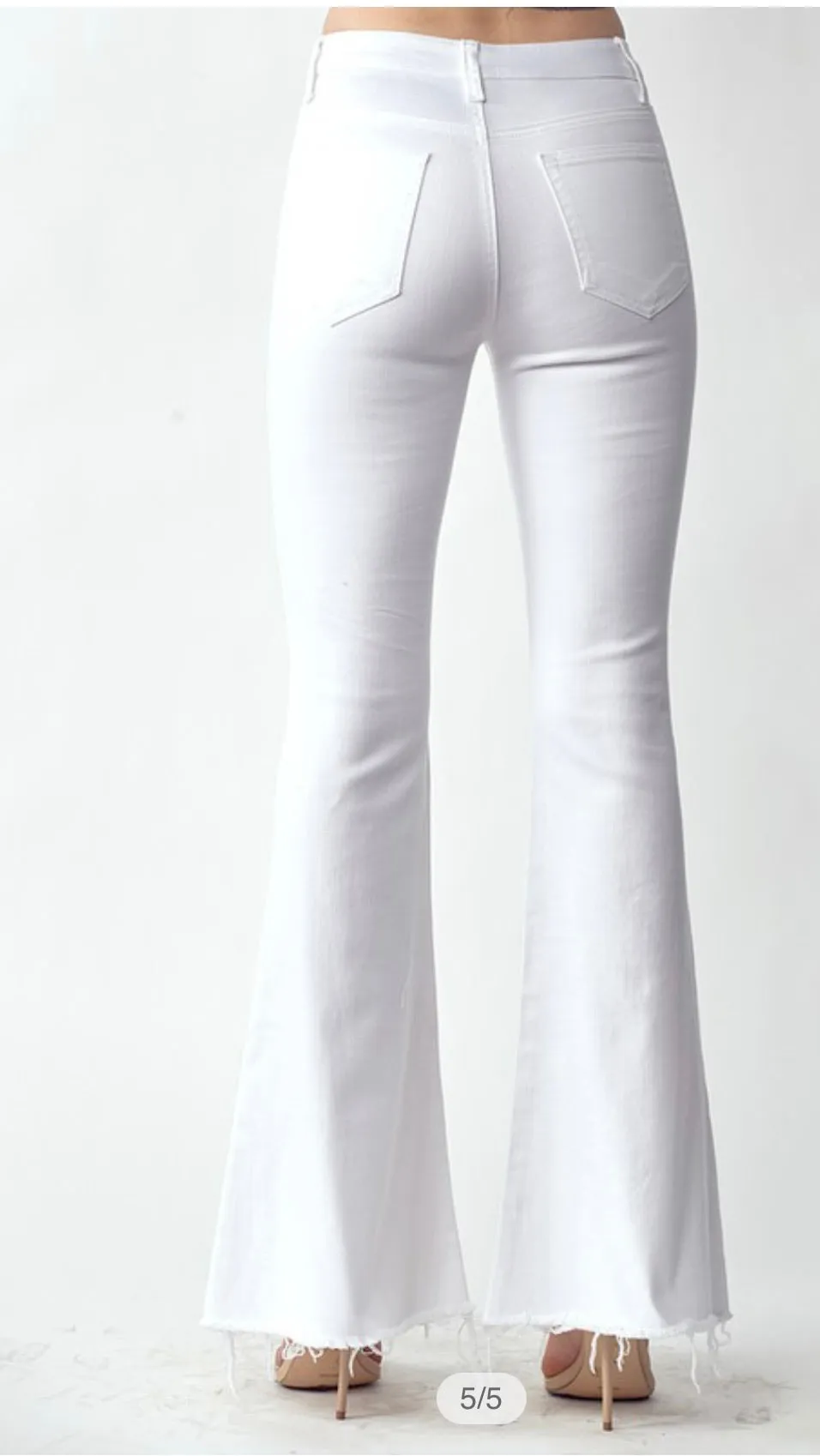 Lily White Distressed Flare Jeans