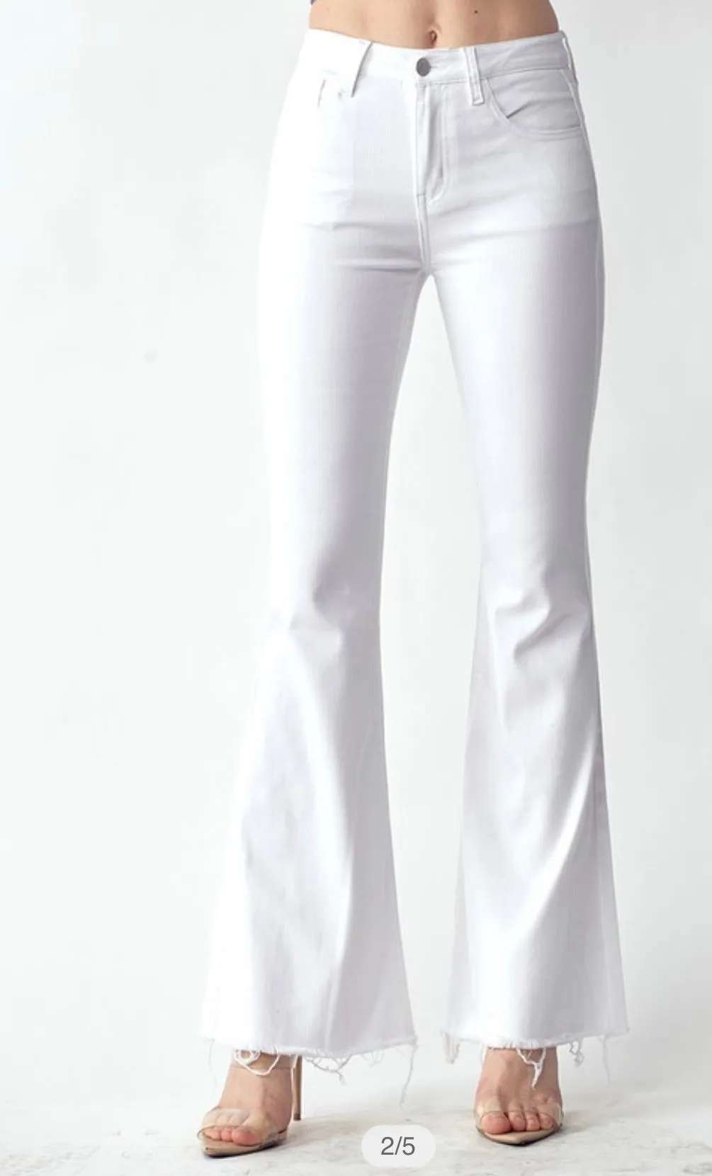 Lily White Distressed Flare Jeans