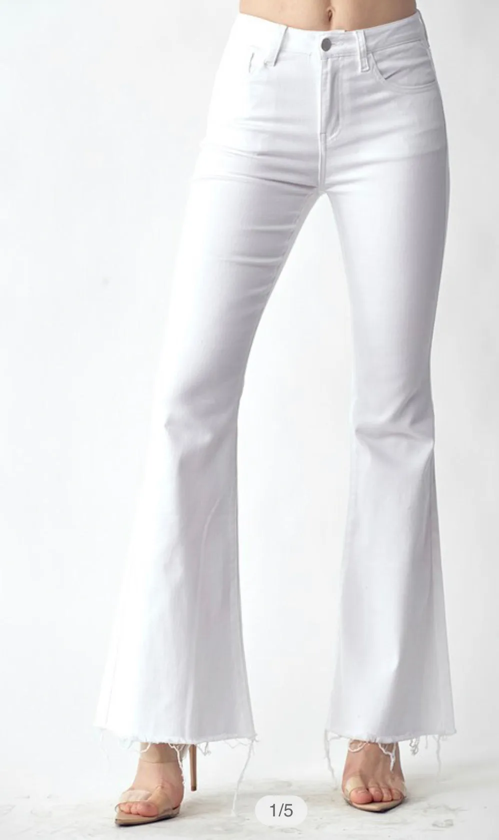 Lily White Distressed Flare Jeans