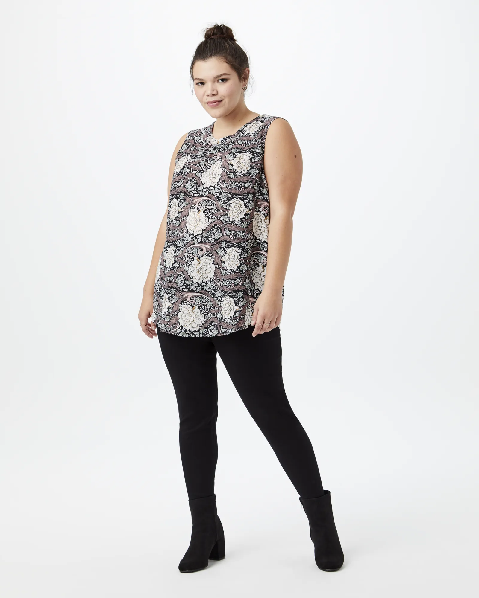 Lisa Sleeveless Blouse | Black / Brown
