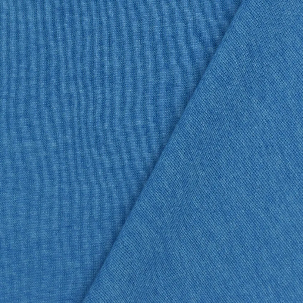 Nile Blue-White Slub Stretch Polyester 1x1 Rib Knit Fabric