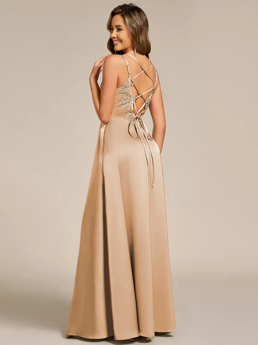 Romantic Frenulum knotting Halter Neckline Bridesmaid Dresses