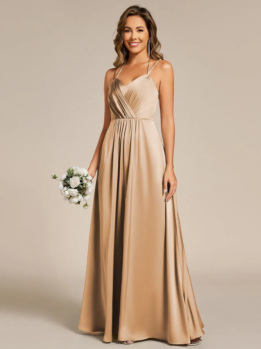 Romantic Frenulum knotting Halter Neckline Bridesmaid Dresses