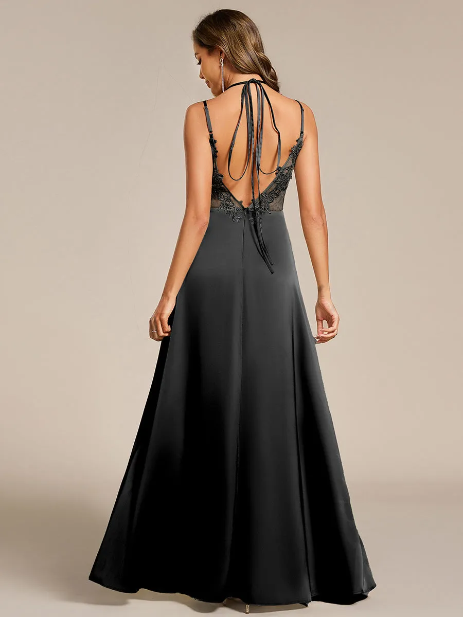 Romantic Frenulum knotting Halter Neckline Bridesmaid Dresses