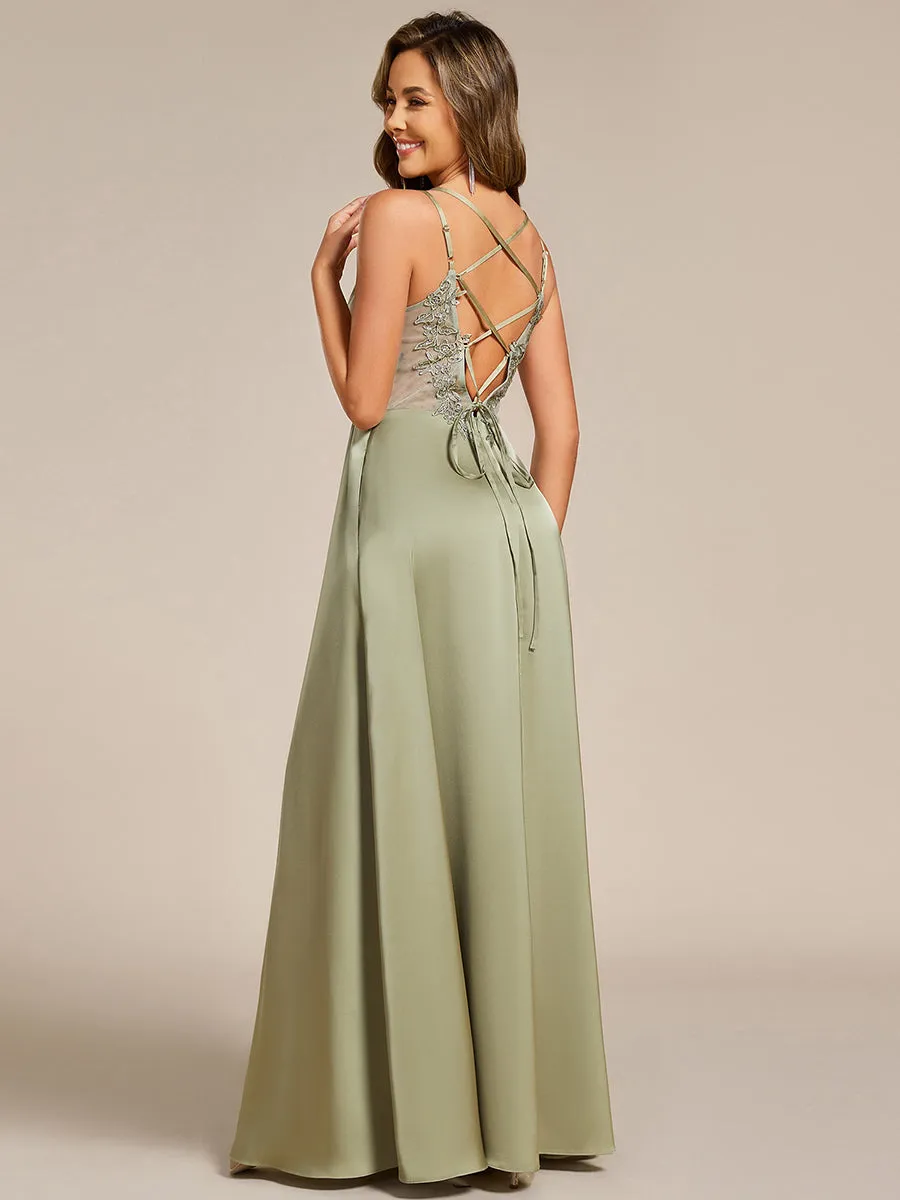 Romantic Frenulum knotting Halter Neckline Bridesmaid Dresses