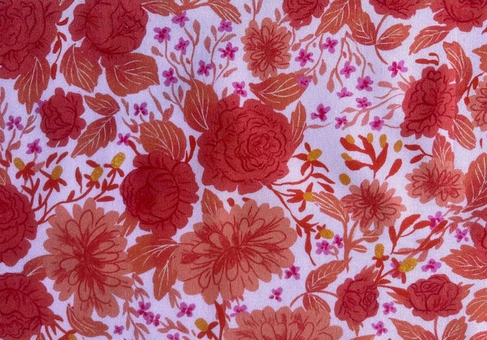 Romantic Lush Roses & Peonies on Pink Lemonade Quilting Cotton