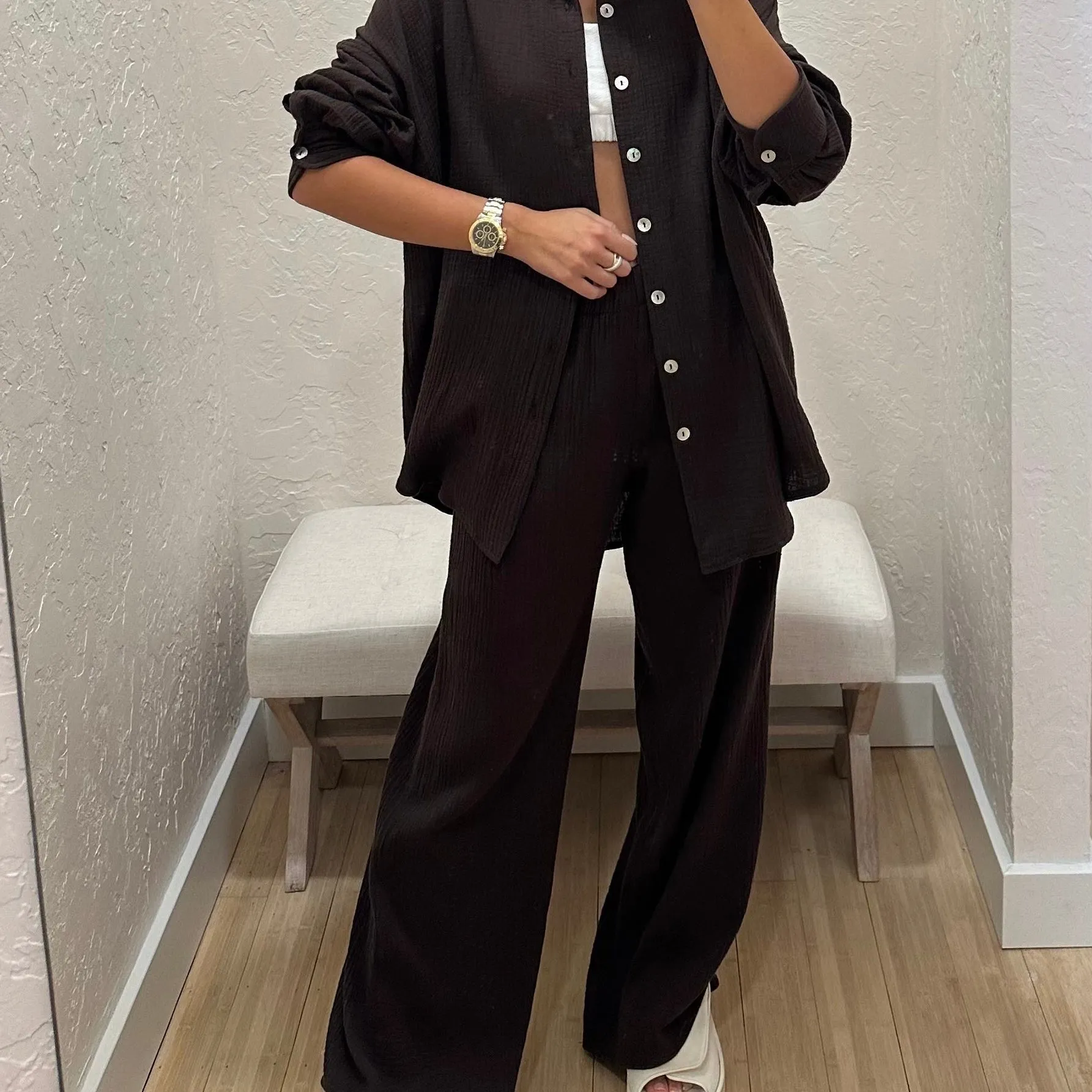 The Paulie Gauze Pant - Navy