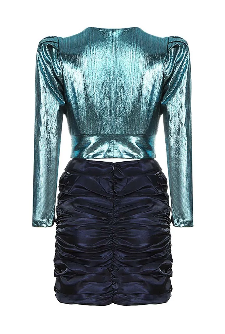 V-neck Short Top   Tight Skirt Two-piece Set