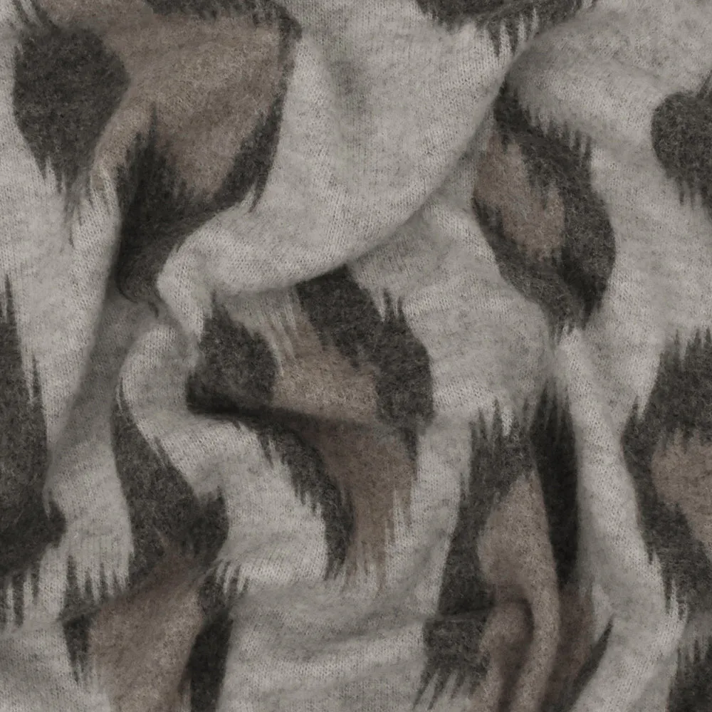 Vintage Gray-Black-Beige Cheetah Print Stretch Poly Brushed Jersey Knit Fabric