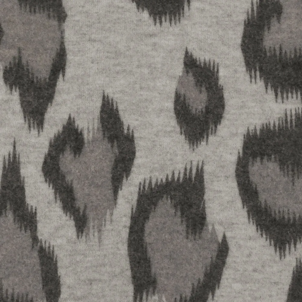 Vintage Gray-Black-Beige Cheetah Print Stretch Poly Brushed Jersey Knit Fabric