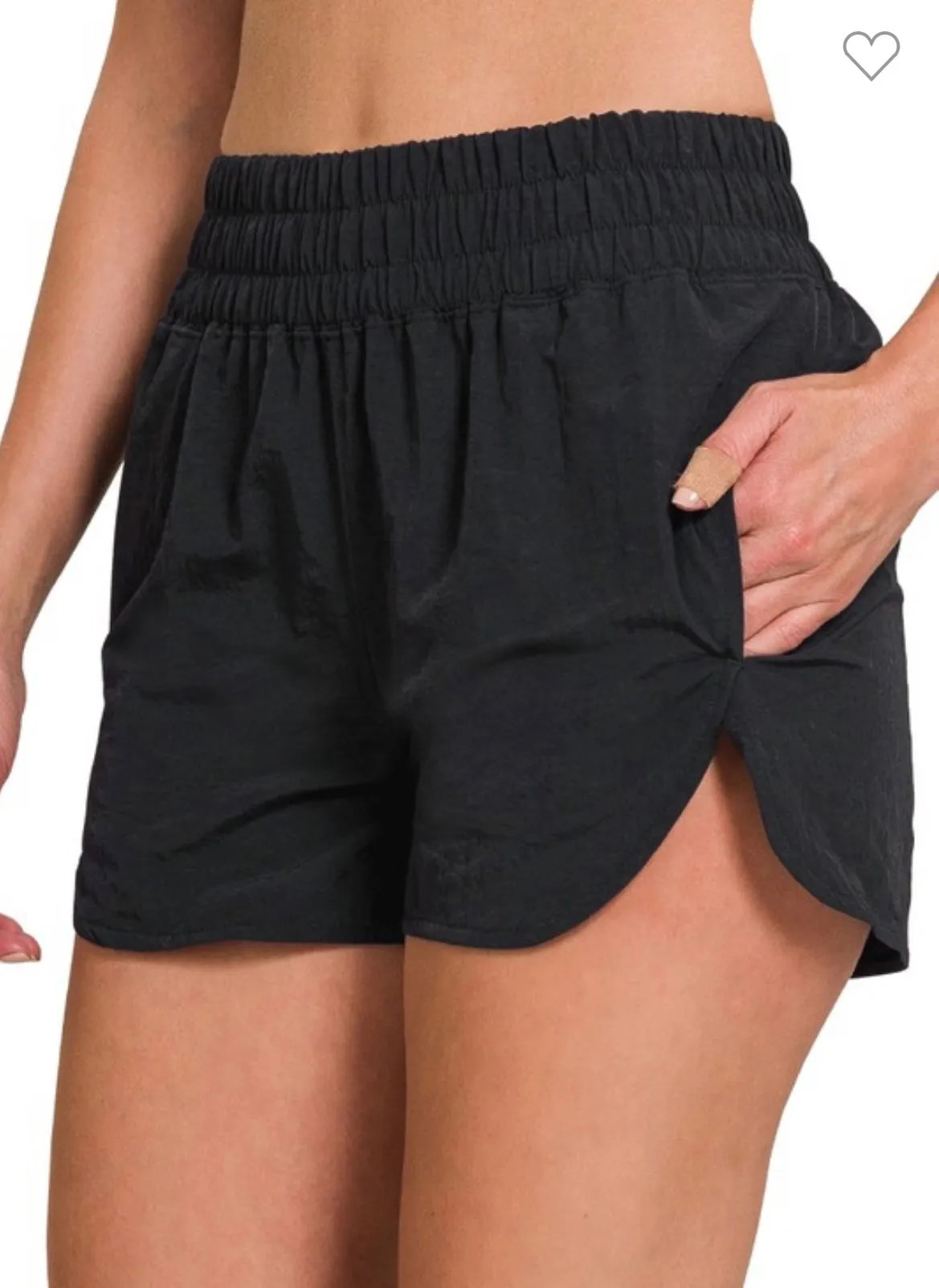 Windbreaker smocked shorts